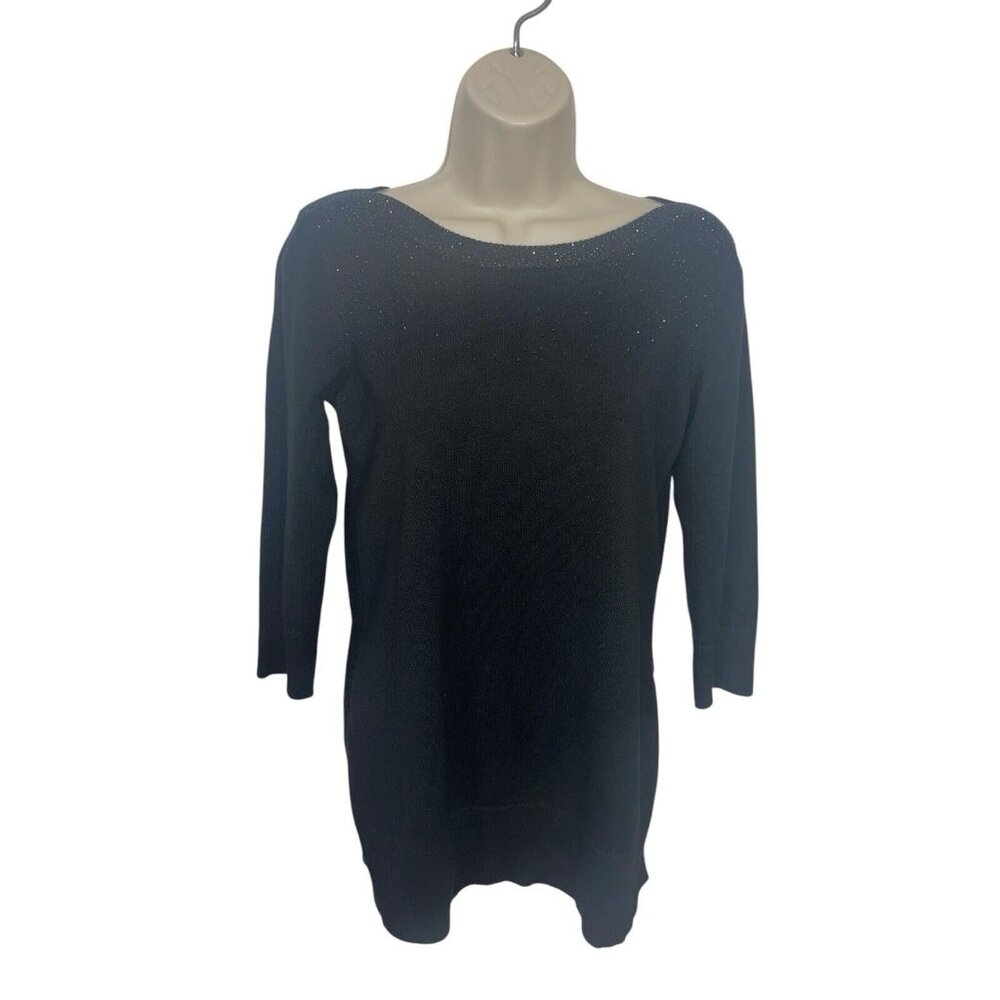CABLE & GAUGE Womens Small Black Long Sleeve Pullover Sweater with Sparkles READ